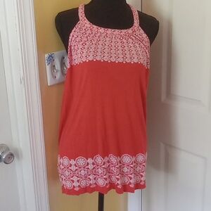 Anne Taylor Loft size XL sleeveless summer  top in Rayon orange and white print